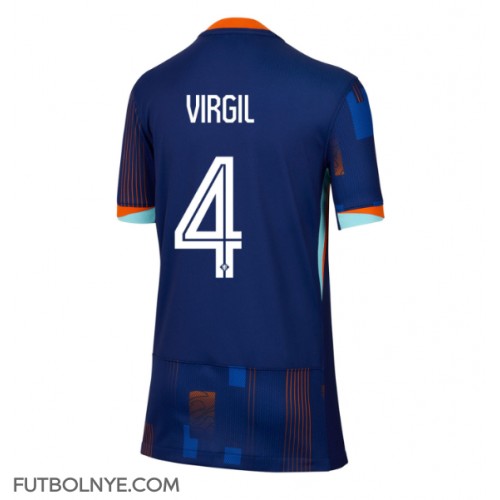 Camiseta Países Bajos Virgil van Dijk #4 Visitante Equipación para mujer Eurocopa 2024 manga corta